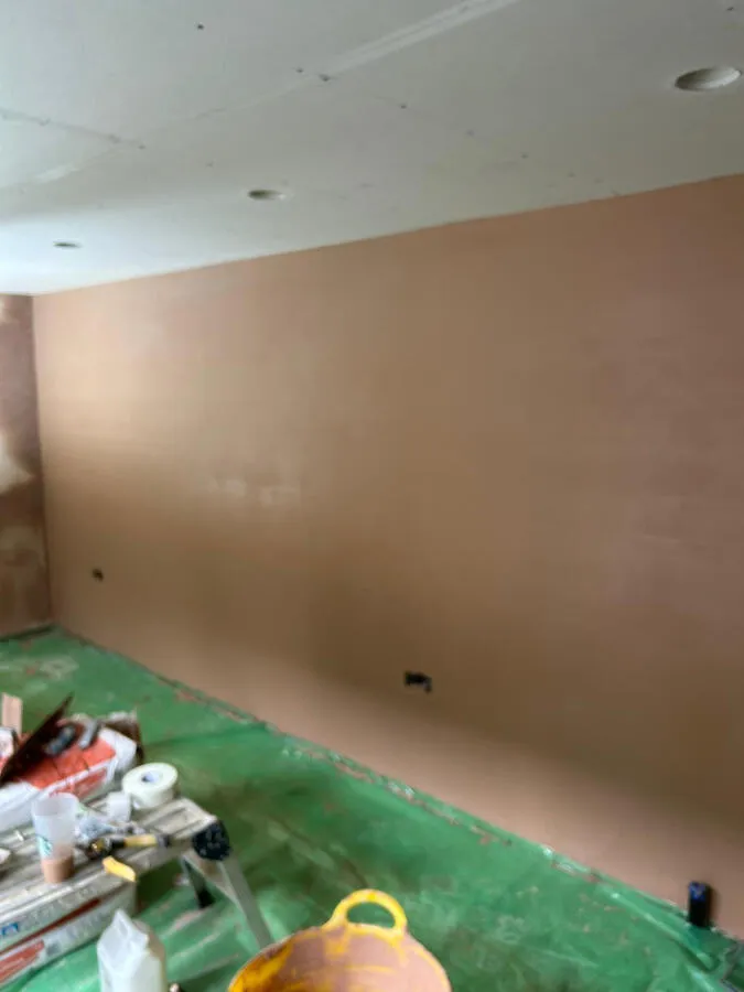 Wide interior wall skim finish